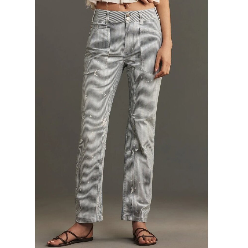 23 Tall 🔹 Anthropologie Pilcro The Wanderer Mid-Rise Relaxed-Leg Jeans Splatter